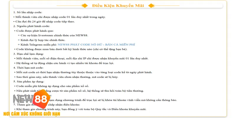 Code Khuyến Mãi Miễn Phí NEW88 - Tham Gia Rinh Quà Khủng 2026 3 Danh sách các code khuyến mãi miễn phí năm 2025 tại NEW88