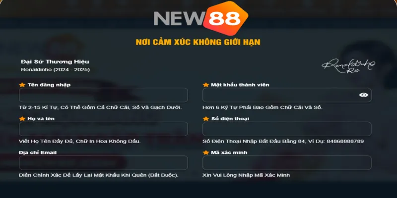 Đăng Ký Tài Khoản NEW88 - Nhận Quà Chào Mừng Cực Hấp Dẫn 2026 1 Trình tự các bước đăng ký tài khoản NEW88